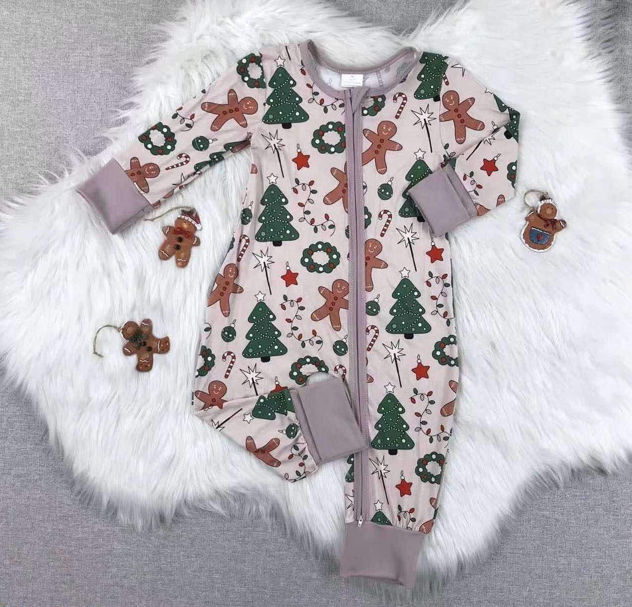 Bamboo Long Zippy Sleeper - Gingerbread