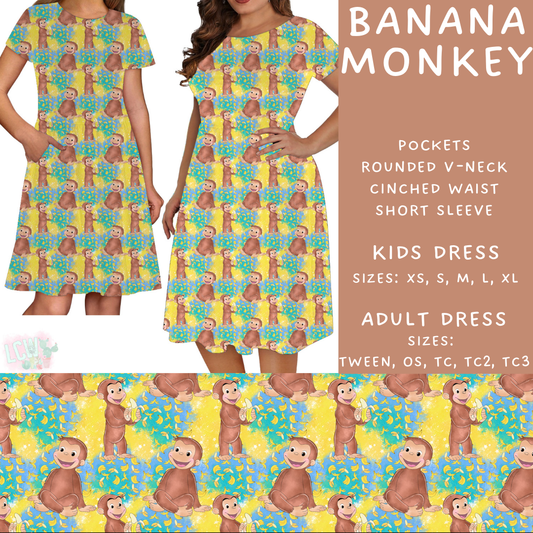 Batch #308 - Storybook Collection 2 - Closes 3/21 - ETA mid May - Banana Monkey Adult & Kids Dresses