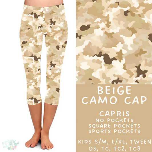 Batch #303 - Camo Colors - Closing 3/13, ETA mid May - Beige Camo Capri Leggings