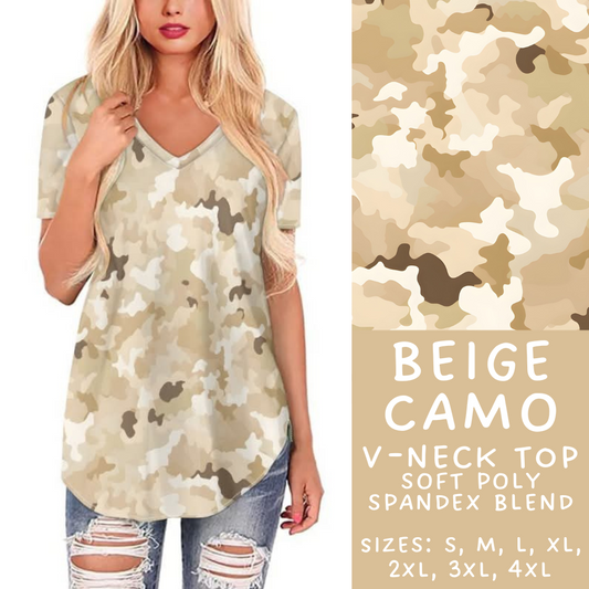 Batch #303 - Camo Colors - Closes 3/13 - ETA early/mid May - Beige Camo V-Neck Tee