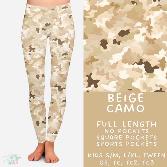 Batch #303 - Camo Colors - Closing 3/13, ETA mid May - Beige Camo Leggings