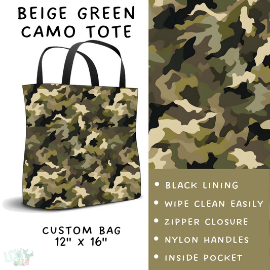 Batch #303 - Camo Colors - Closing 3/13, ETA mid May - Beige Green Camo Tote