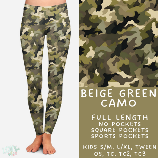 Batch #303 - Camo Colors - Closing 3/13, ETA mid May - Beige Green Camo Leggings