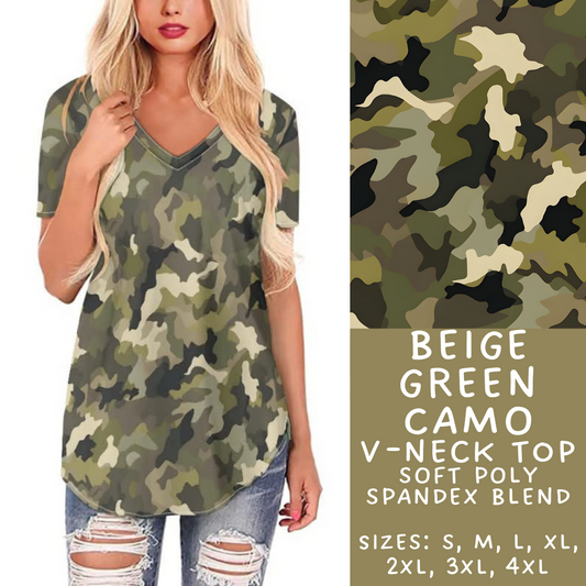 Batch #303 - Camo Colors - Closes 3/13 - ETA early/mid May - Beige Green Camo V-Neck Tee