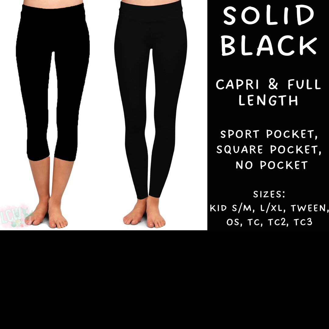 Ready To Ship - Solid Black Capri Length Leggings - TC3