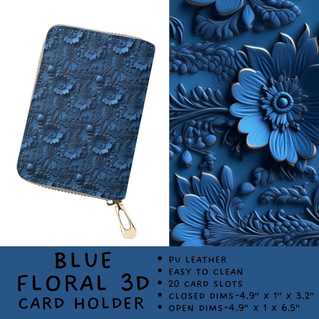 Batch #309 - Card Holders & Mini Backpacks - Closing 3/24 - ETA late May - Blue Floral 3D Card Holder