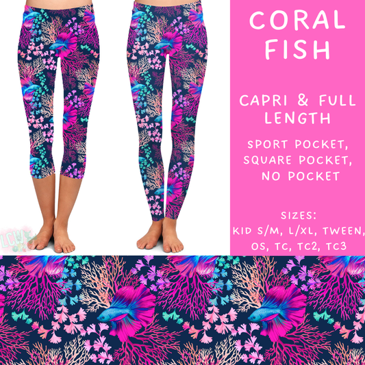 Batch #307 - Sea Life - Closes 3/20 - ETA mid May - Coral Fish Full and Capri Length Leggings