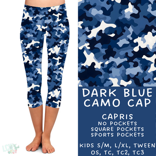 Batch #303 - Camo Colors - Closing 3/13, ETA mid May - Dark Blue Camo Capri Leggings