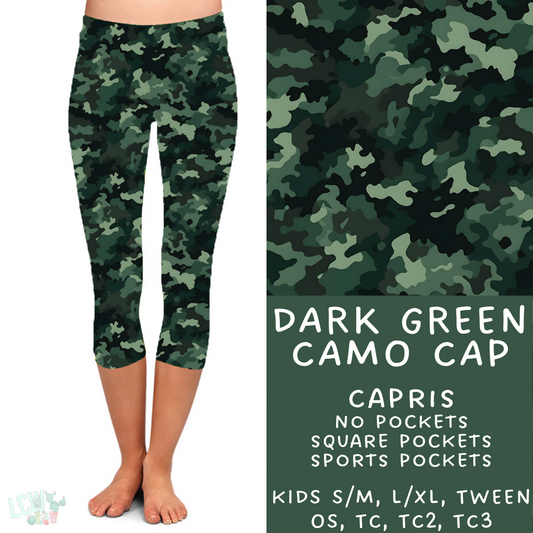 Batch #303 - Camo Colors - Closing 3/13, ETA mid May - Dark Green Camo Capri Leggings