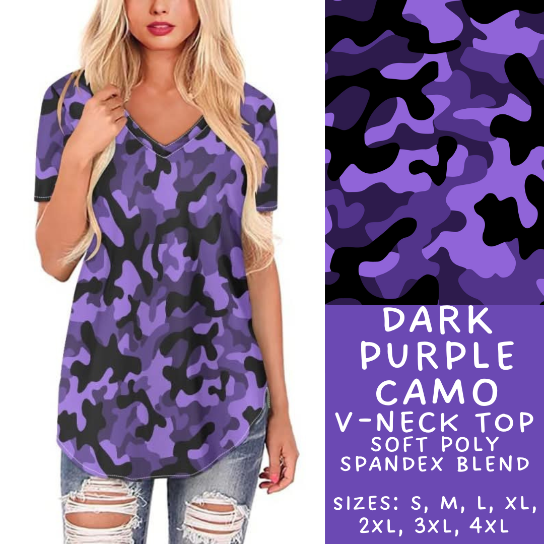 Batch #303 - Camo Colors - Closes 3/13 - ETA early/mid May - Dark Purple Camo V-Neck Tee