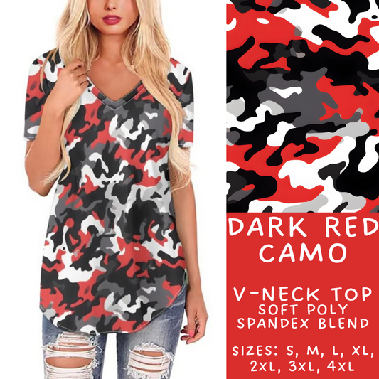 Batch #303 - Camo Colors - Closes 3/13 - ETA early/mid May - Dark Red Camo V-Neck Tee