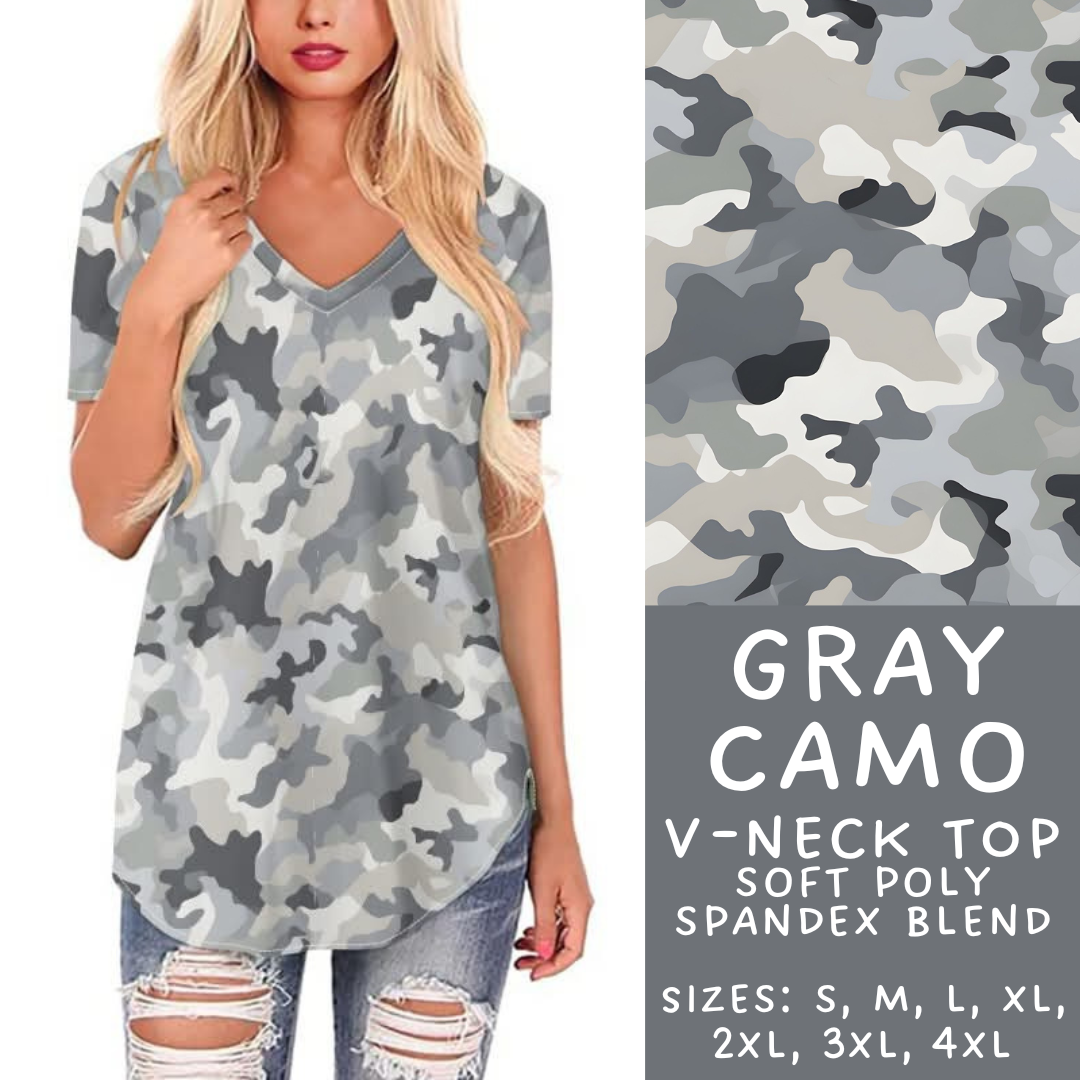 Batch #303 - Camo Colors - Closes 3/13 - ETA early/mid May - Gray Camo V-Neck Tee