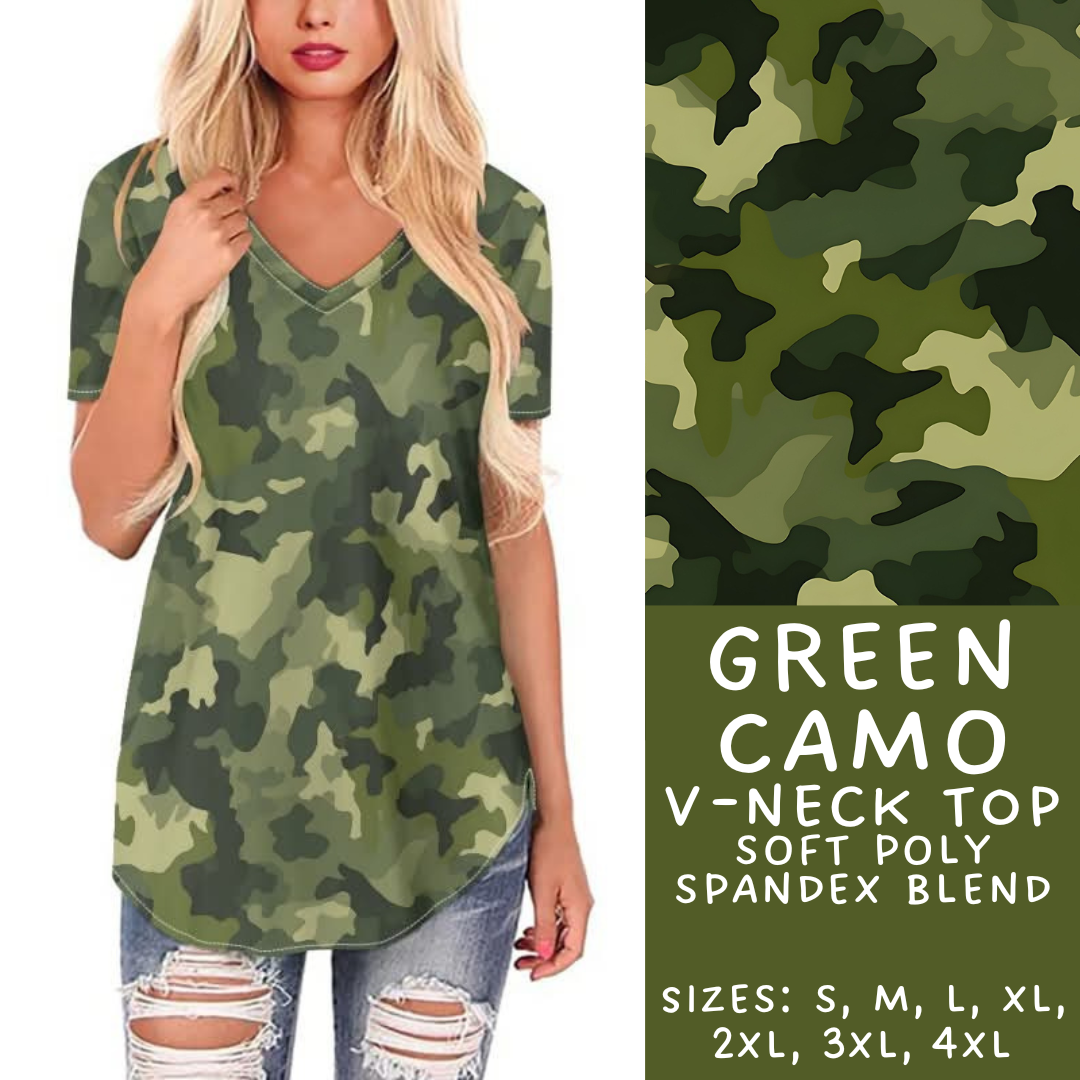 Batch #303 - Camo Colors - Closes 3/13 - ETA early/mid May - Green Camo V-Neck Tee