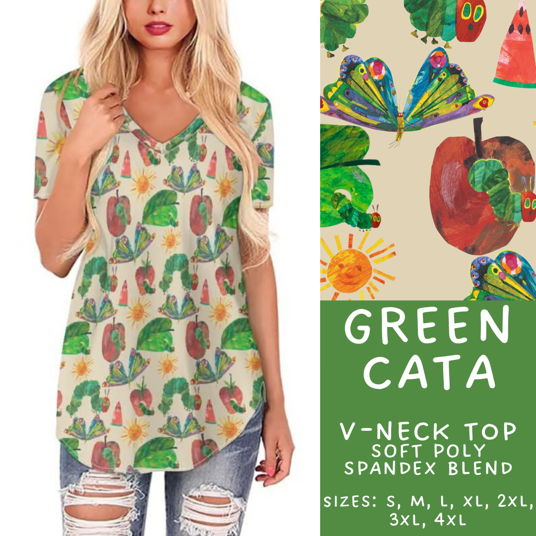 Batch #308 - Storybook Collection 2 - Closes 3/21 - ETA mid May - Green Cata V-Neck Tee