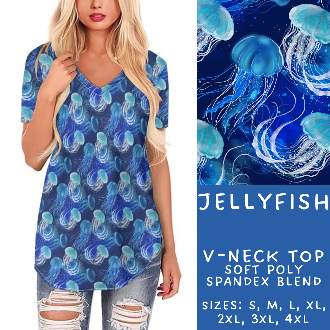 Batch #307 - Sea Life - Closes 3/20 - ETA mid May - Jellyfish V-Neck Tee