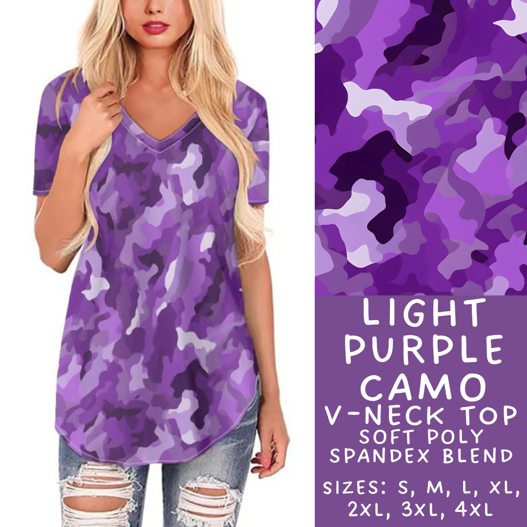 Batch #303 - Camo Colors - Closes 3/13 - ETA early/mid May - Lt Purple Camo V-Neck Tee