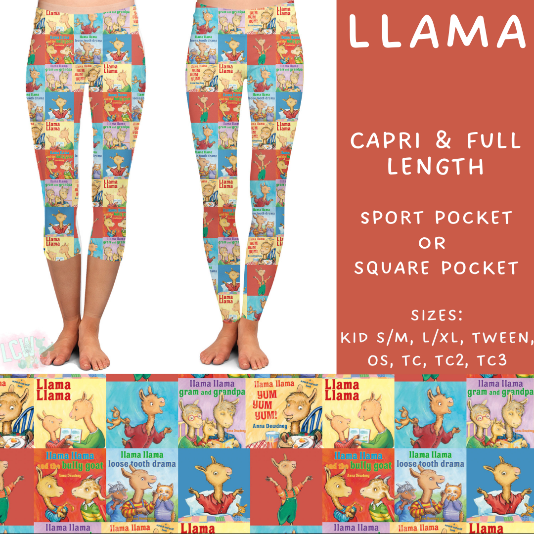 Batch #308 - Storybook Collection 2 - Closes 3/21 - ETA mid May - Llama Full and Capri Length Leggings