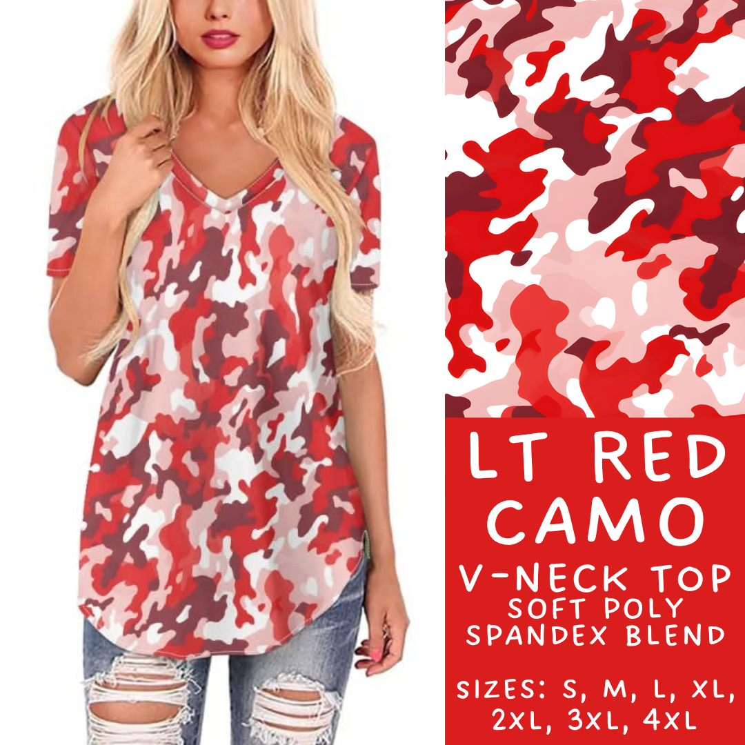 Batch #303 - Camo Colors - Closes 3/13 - ETA early/mid May - Lt Red Camo V-Neck Tee