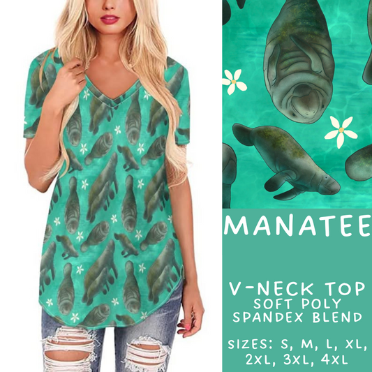 Batch #307 - Sea Life - Closes 3/20 - ETA mid May - Manatee V-Neck Tee