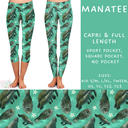 Batch #307 - Sea Life - Closes 3/20 - ETA mid May - Manatee Full and Capri Length Leggings