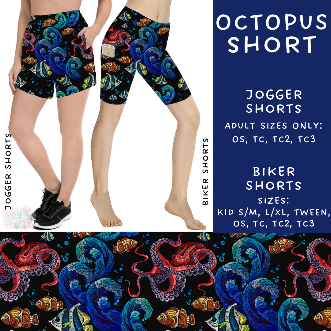 Batch #307 - Sea Life - Closes 3/20 - ETA mid May - Octopus Biker & Jogger Shorts