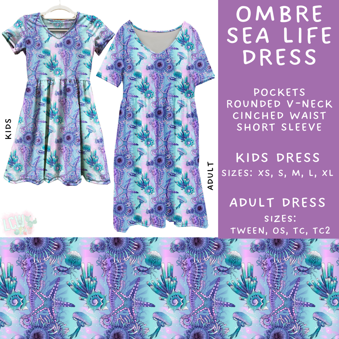 Batch #307 - Sea Life - Closes 3/20 - ETA mid May - Ombre Sea Life Adult & Kids Dresses