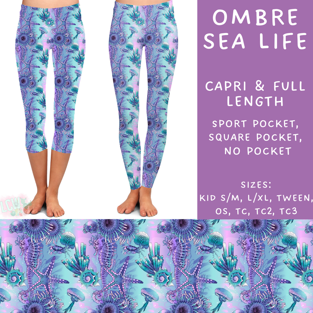 Batch #307 - Sea Life - Closes 3/20 - ETA mid May - Ombre Sea Life Full and Capri Length Leggings