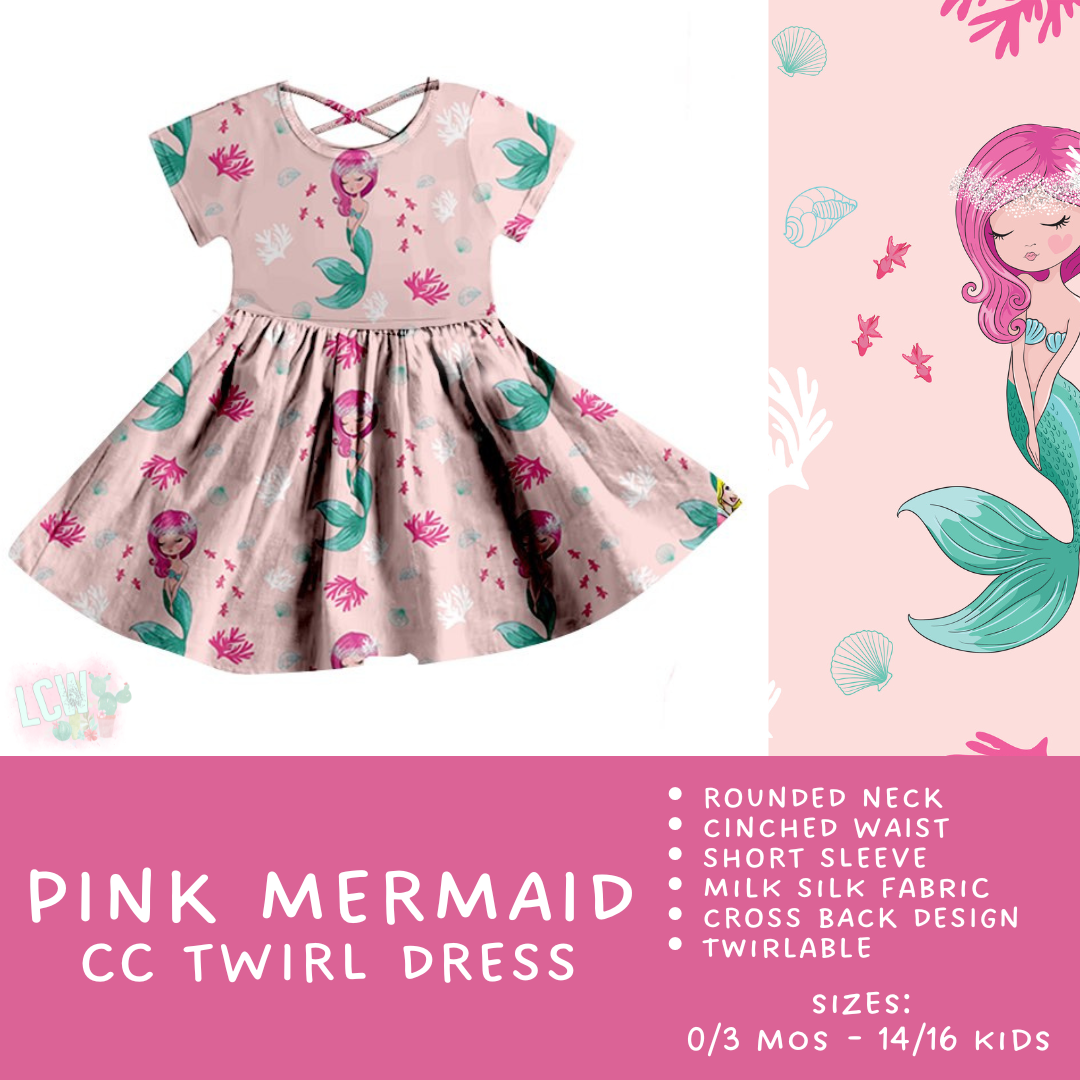 Ready To Ship - Criss Cross Twirl Dresses - Pink Mermaid Kids Twirl Criss Cross Dress