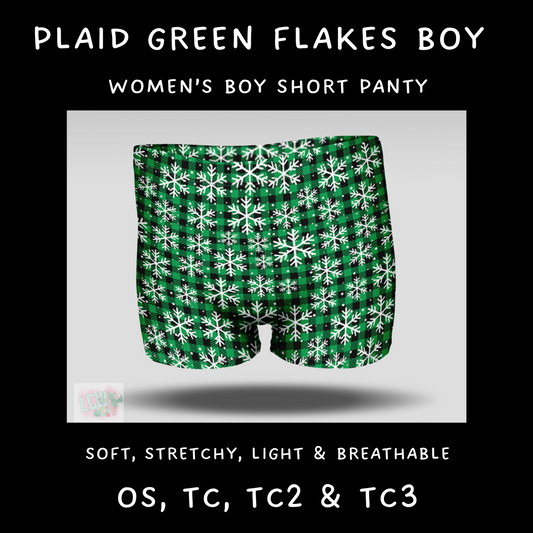 Ready To Ship - Plaid Green Flakes Boy Shorts