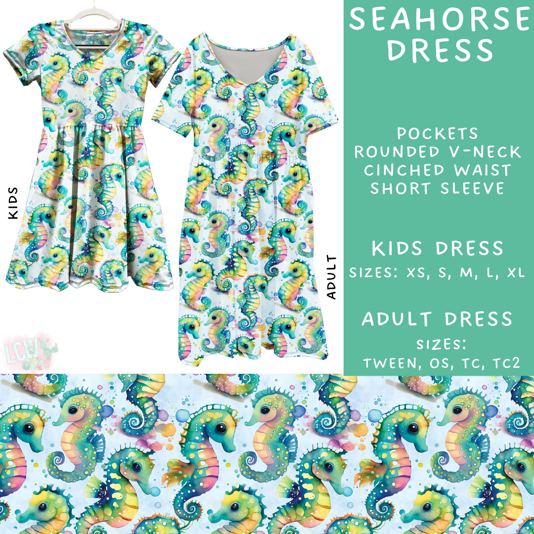 Batch #307 - Sea Life - Closes 3/20 - ETA mid May - Seahorse Adult & Kids Dresses