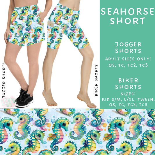 Batch #307 - Sea Life - Closes 3/20 - ETA mid May - Seahorse Biker & Jogger Shorts