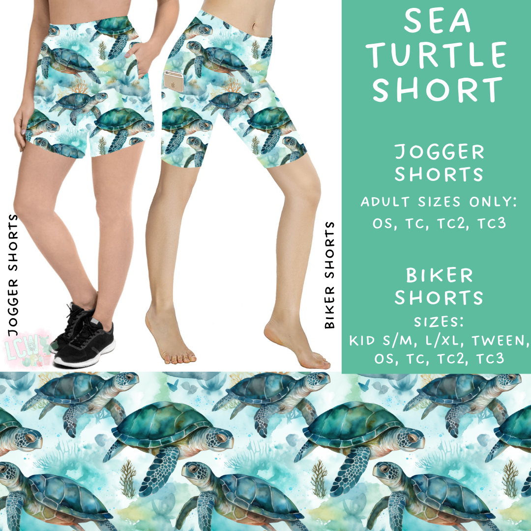 Batch #307 - Sea Life - Closes 3/20 - ETA mid May - Sea Turtle Biker & Jogger Shorts