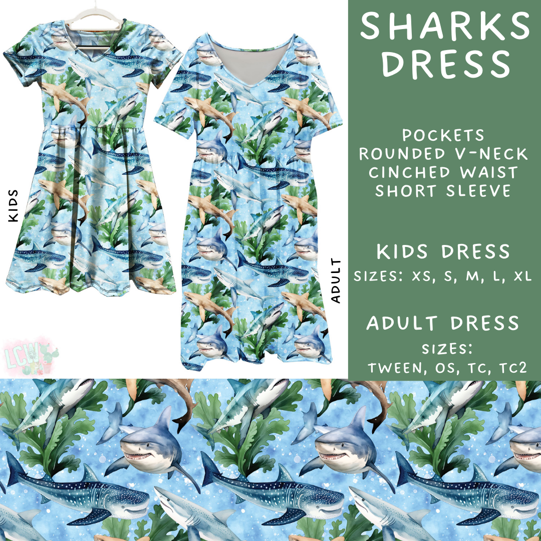 Batch #307 - Sea Life - Closes 3/20 - ETA mid May - Sharks Adult & Kids Dresses