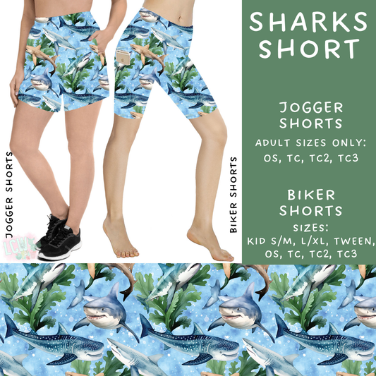 Batch #307 - Sea Life - Closes 3/20 - ETA mid May - Sharks Biker & Jogger Shorts