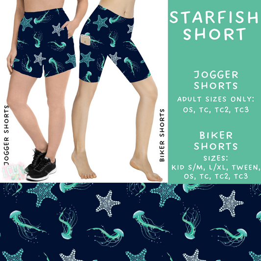 Batch #307 - Sea Life - Closes 3/20 - ETA mid May - Starfish Biker & Jogger Shorts