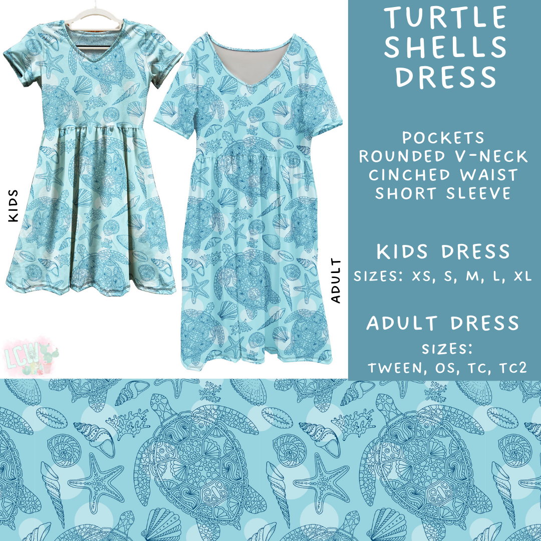 Batch #307 - Sea Life - Closes 3/20 - ETA mid May - Turtle Shells Adult & Kids Dresses