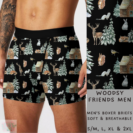 Ready To Ship - Woodsy Friends Mens Boxer Briefs - S/M