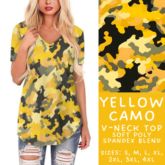 Batch #303 - Camo Colors - Closes 3/13 - ETA early/mid May - Yellow Camo V-Neck Tee